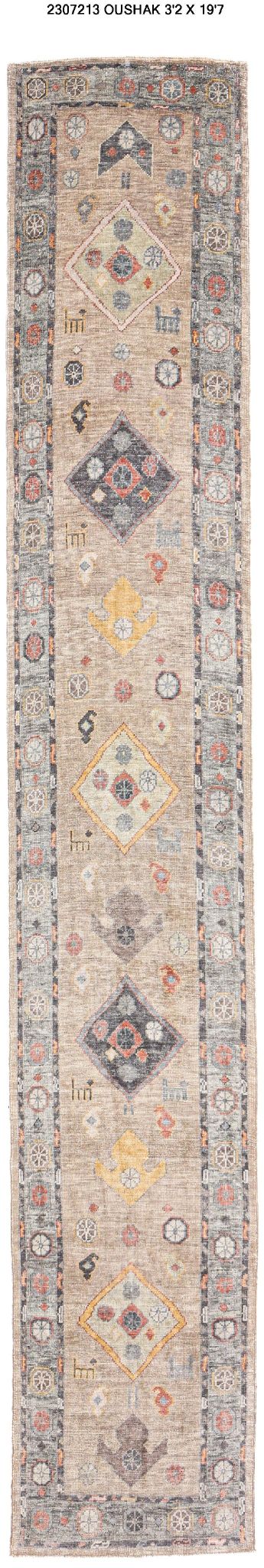 3x20 Modern Oushak Area Runner Rug