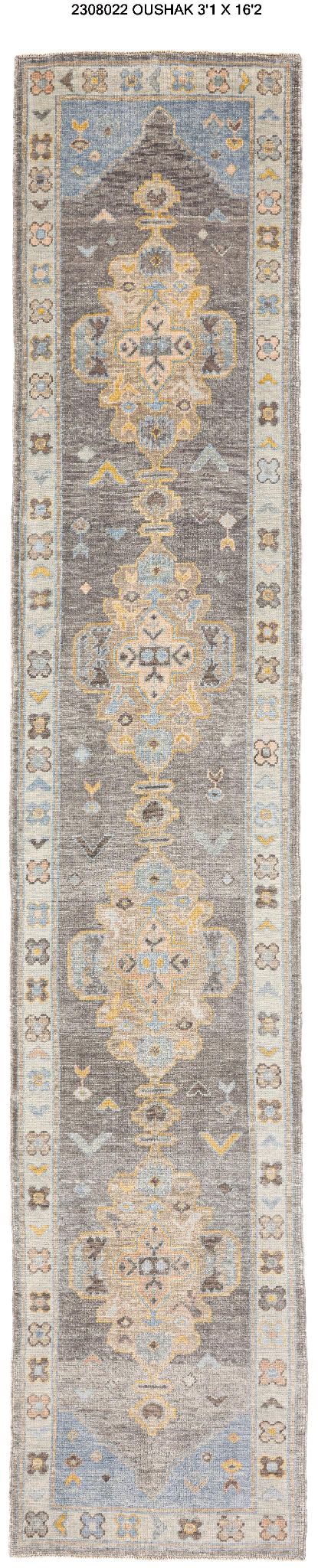 3x16 Modern Oushak Area Runner Rug