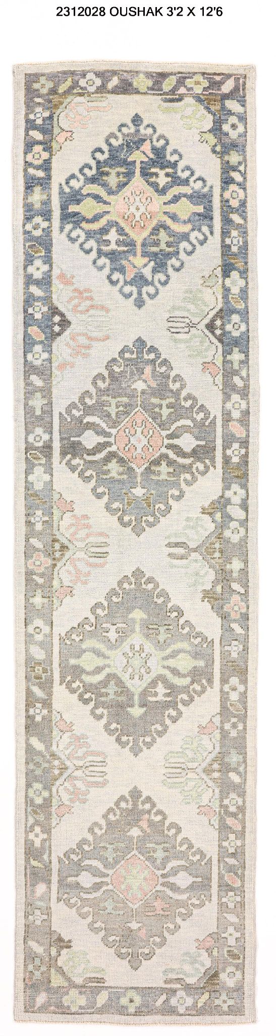 3x13 Modern Oushak Area Runner Rug