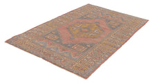 4x6 Light Pink & Lime Green & Gray Blue Vintage Turkish Area Rug