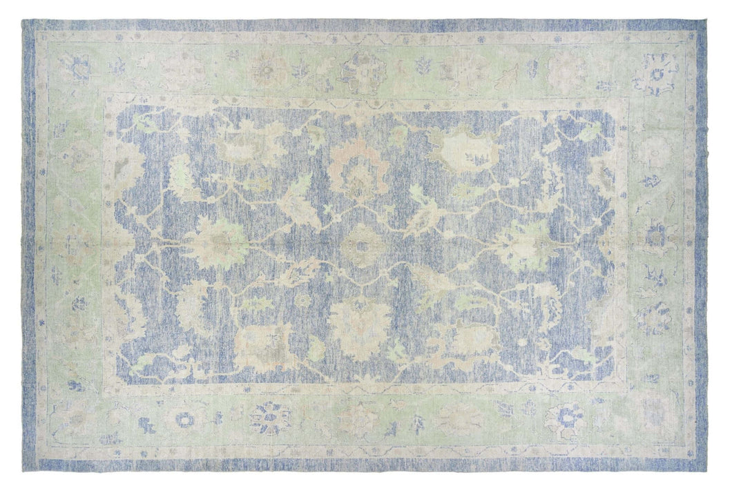 12x18 Blue Modern Oushak Area Rug
