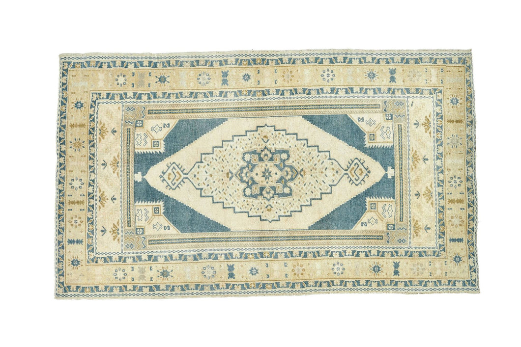4x7 Wheat & Peacock Blue Vintage Turkish Area Rug