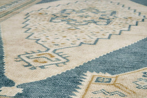 4x7 Wheat & Peacock Blue Vintage Turkish Area Rug