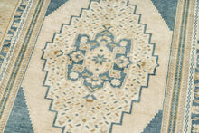 4x7 Wheat & Peacock Blue Vintage Turkish Area Rug