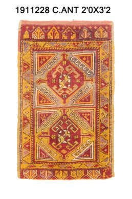 2x3 Old & Vintage Turkish Area Rug