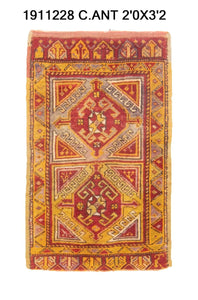 2x3 Old & Vintage Turkish Area Rug