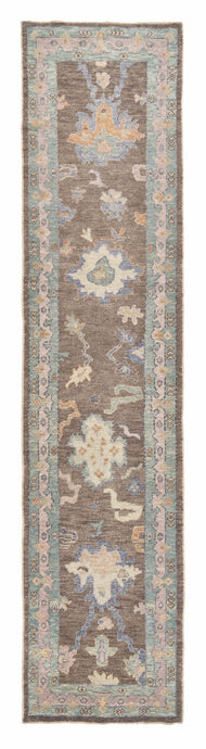 2x12 Colorful Modern Oushak Runner Rug