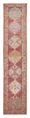 2x13 Colorful Old & Vintage Turkish Runner Rug