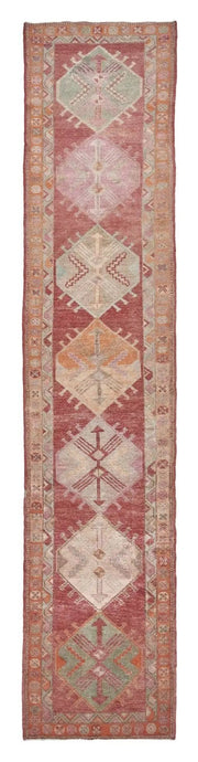 2x13 Colorful Old & Vintage Turkish Runner Rug