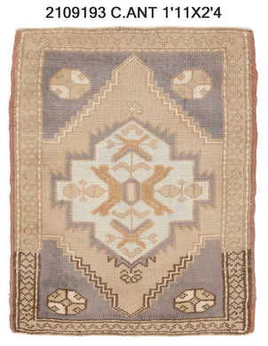 2x2 Old & Vintage Turkish Area Rug