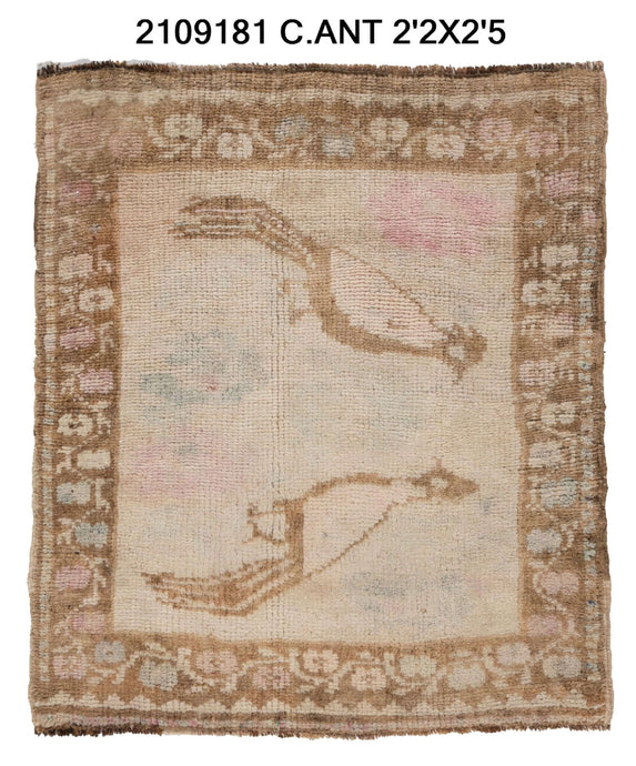 2x2 Old & Vintage Turkish Area Rug