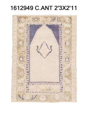 2x3 Old & Vintage Turkish Are Rug