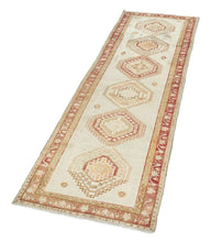 3x10 Ivory & White Old & Vintage Turkish Runner Rug