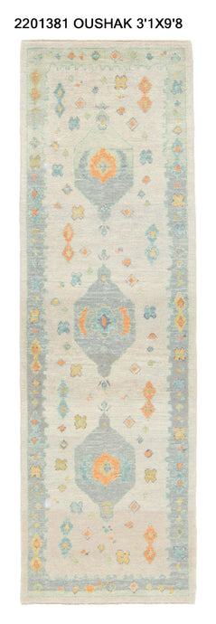 3x10 Modern Oushak Area Runner Rug