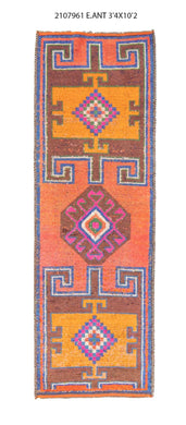 3x10 Old & Vintage Turkish Area Runner Rug