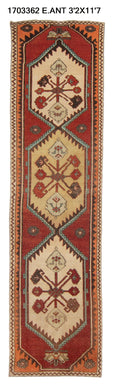 3x12 Old & Vintage Turkish Area Runner Rug