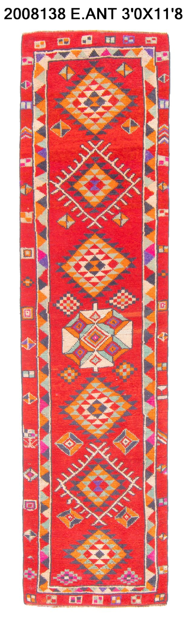 3x12 Old & Vintage Turkish Area Runner Rug