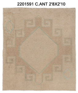 3x3 Old & Vintage Turkish Area Rug