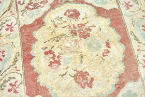 3x4 Indian Red & Aqua Green Colorful Old & Vintage Turkish Area Rug
