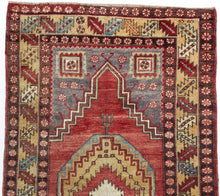 3x6 Red Vintage Turkish Area Rug