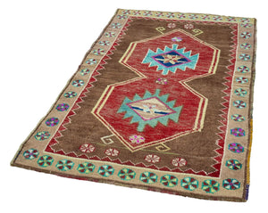 3x6 Red Vintage Turkish Area Rug