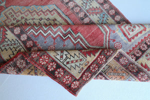 3x6 Red Vintage Turkish Area Rug