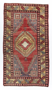 3x6 Red Vintage Turkish Area Rug