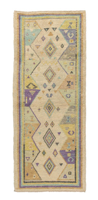 3x7 Colorful Vintage Oushak Runner Rug
