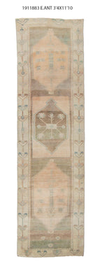 3x9 Old & Vintage Turkish Area Runner Rug