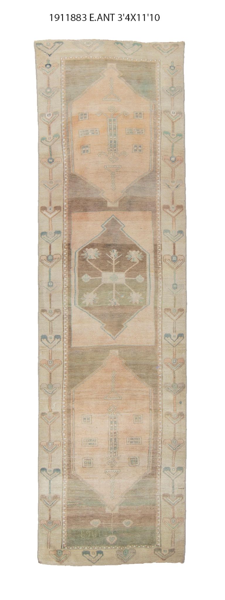 3x9 Old & Vintage Turkish Area Runner Rug