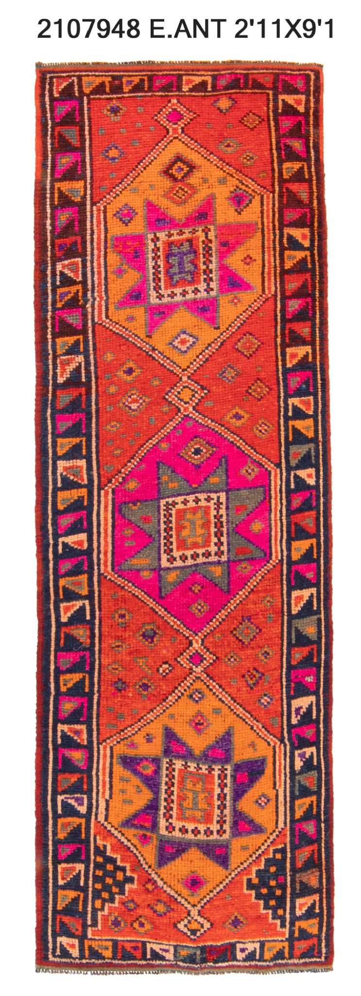 3x9 Old & Vintage Turkish Area Runner Rug