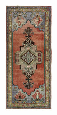 4x10 Colorful Old & Vintage Turkish Area Rug