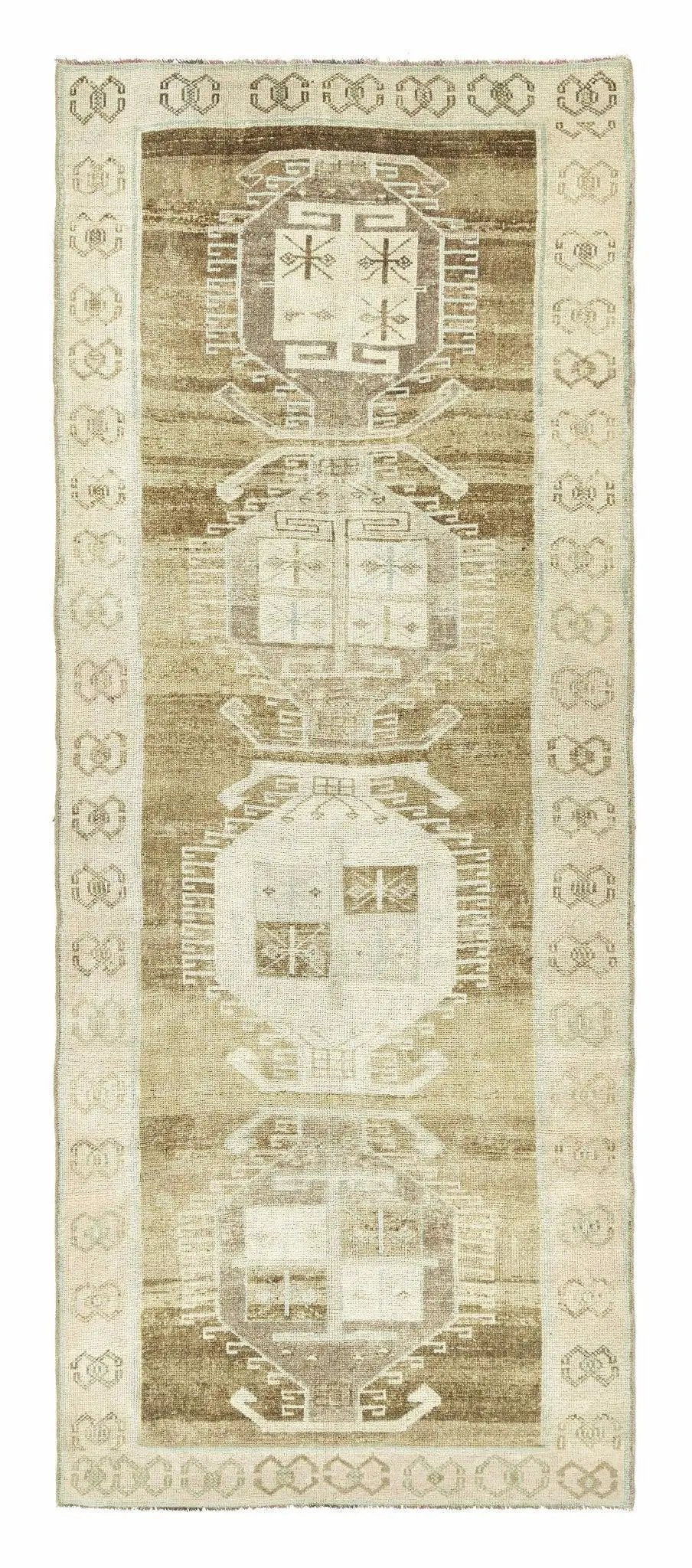 4x11 Colorful Old & Vintage Turkish Runner Rug