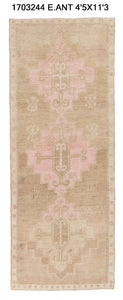 4x11 Old & Vintage Turkish Area Runner Rug
