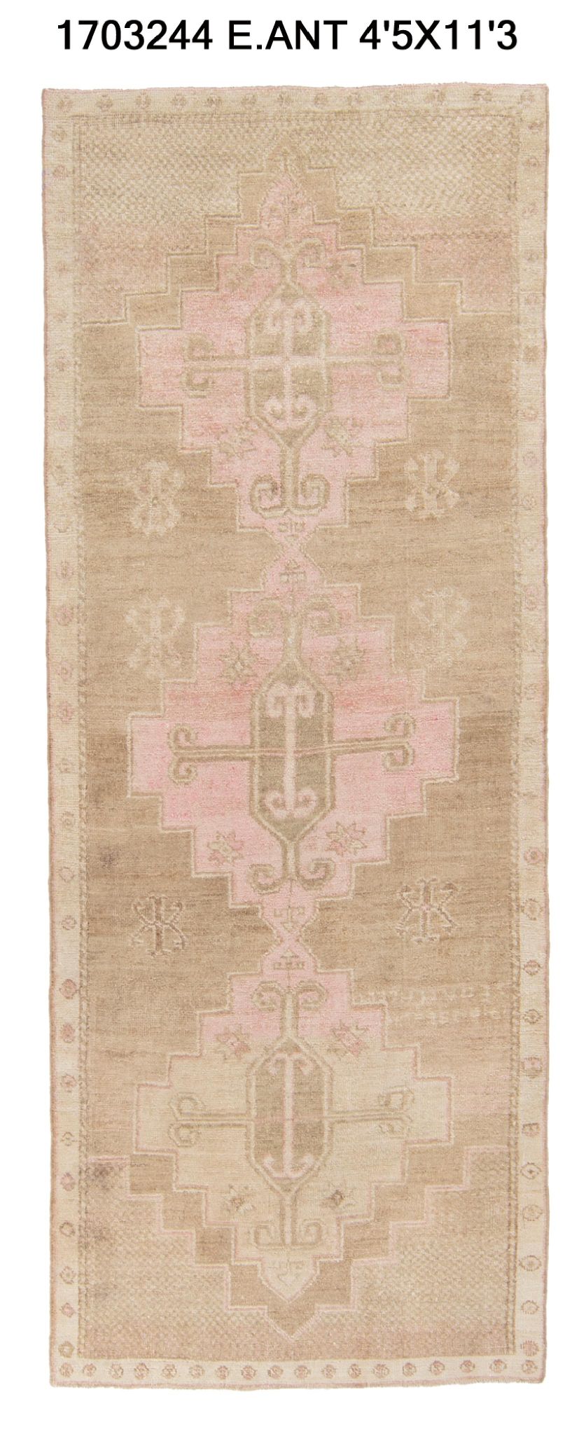 4x11 Old & Vintage Turkish Area Runner Rug