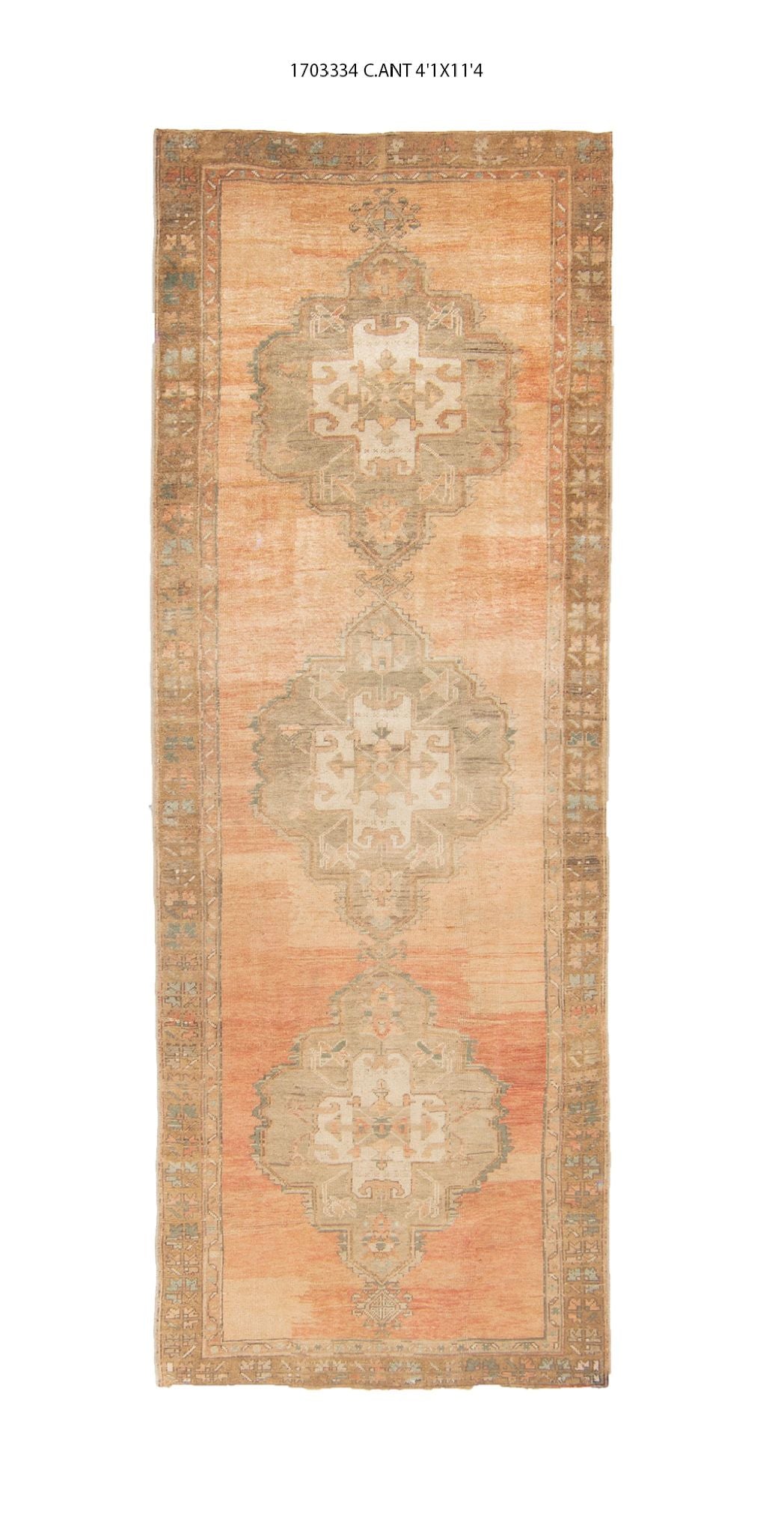 4x11 Old & Vintage Turkish Area Runner Rug