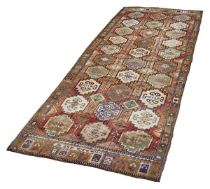 4x13 Colorful Old & Vintage Turkish Runner Rug
