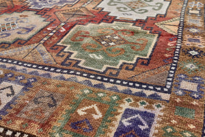 4x13 Colorful Old & Vintage Turkish Runner Rug