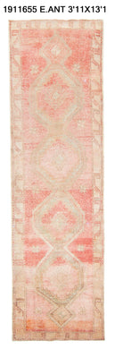 4x13 Old & Vintage Turkish Area Runner Rug