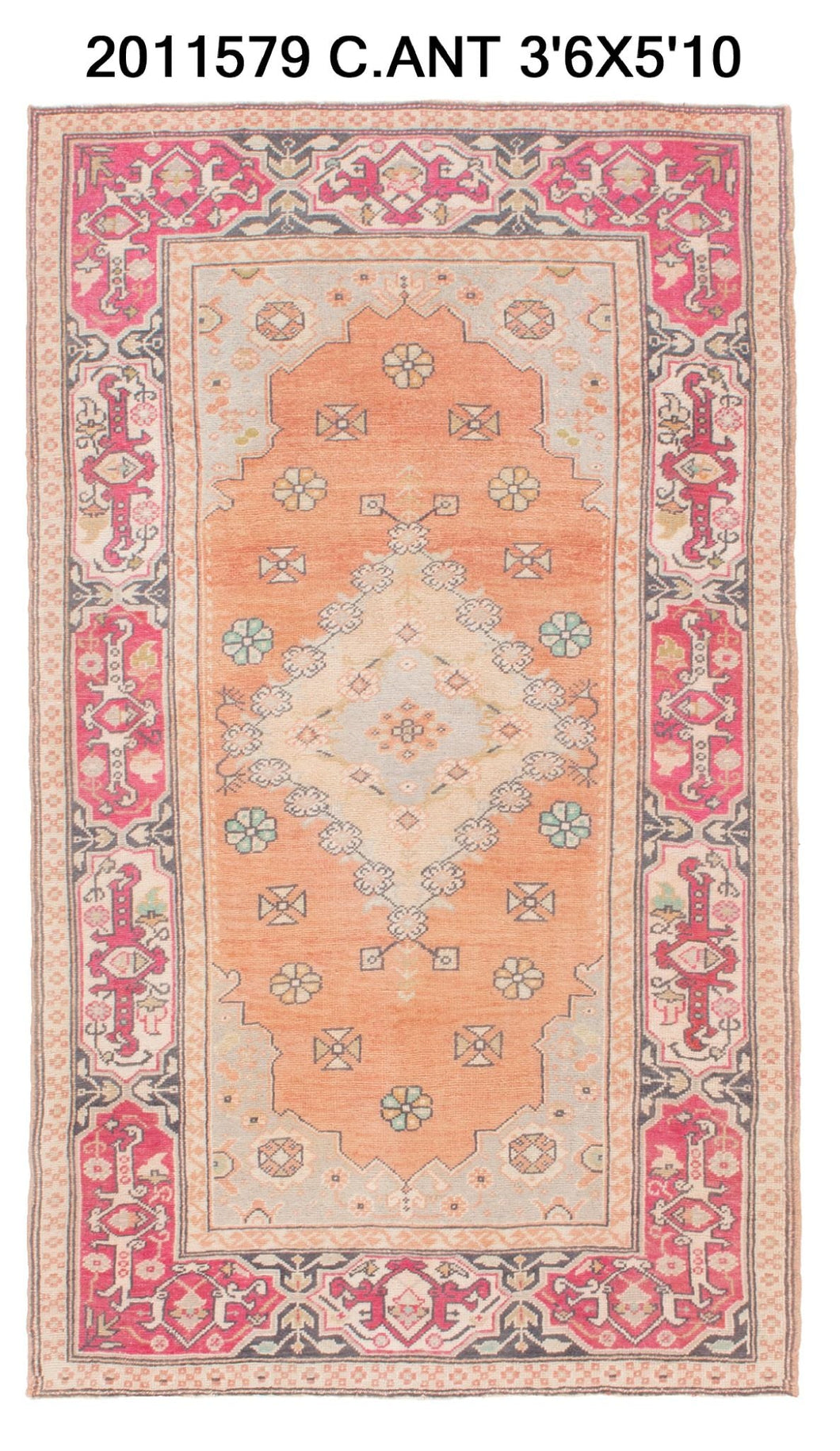 4x6 Old & Vintage Turkish Area Rug