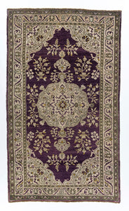 4x6 Purple & Wheat Vintage Turkish Area Rug