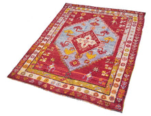 4x6 Red Vintage Turkish Area Rug