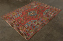 4x6 Red Vintage Turkish Area Rug