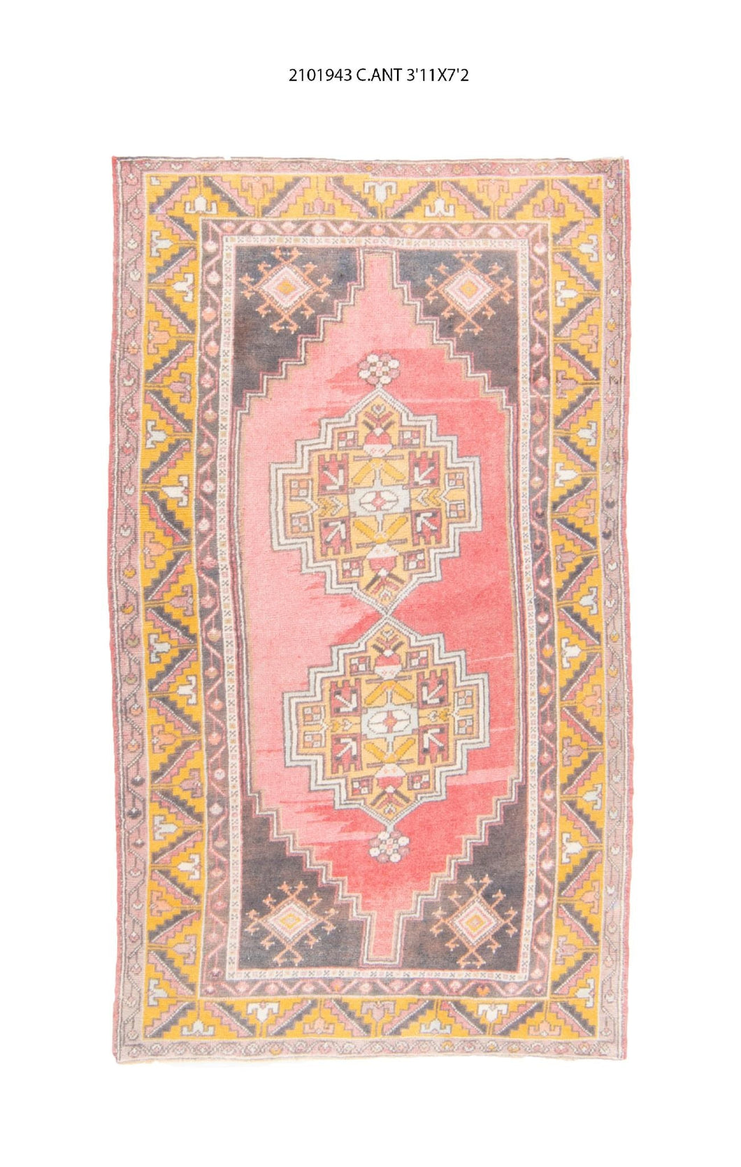 4x7 Old& Vintage Turkish Area Runner Rug