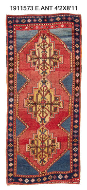 4x9 Old & Vintage Turkish Area Rug