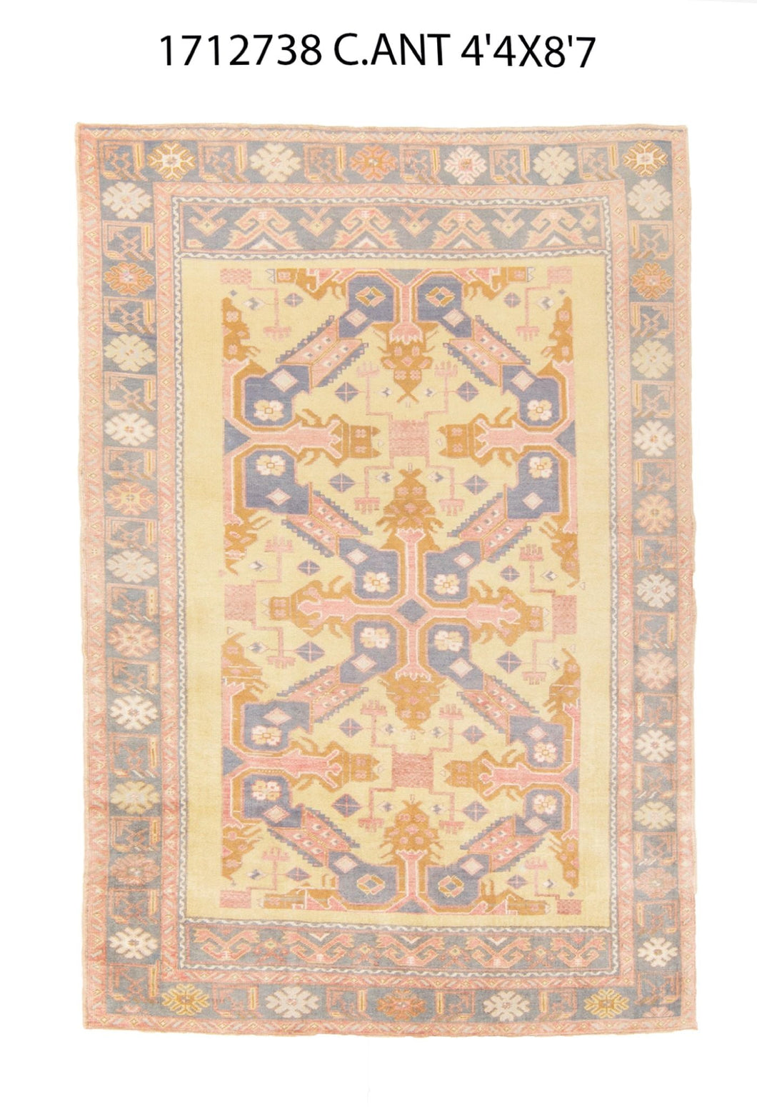 4x9 Old& Vintage Turkish Area Rug