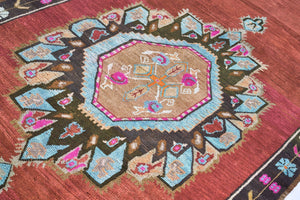 5x11 Red Vintage Turkish Runner Rug