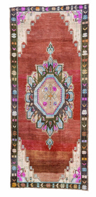 5x11 Red Vintage Turkish Runner Rug