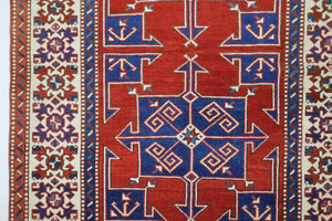 5x7 Red Vintage Turkish Area Rug