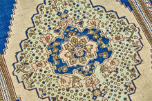 5x8 Steel Blue & Light Yellow & Dark Olive Green Old & Vintage Turkish Area Rug